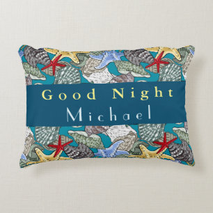 Personalise Starfish Sea Shell Pattern Good Night  Decorative Cushion