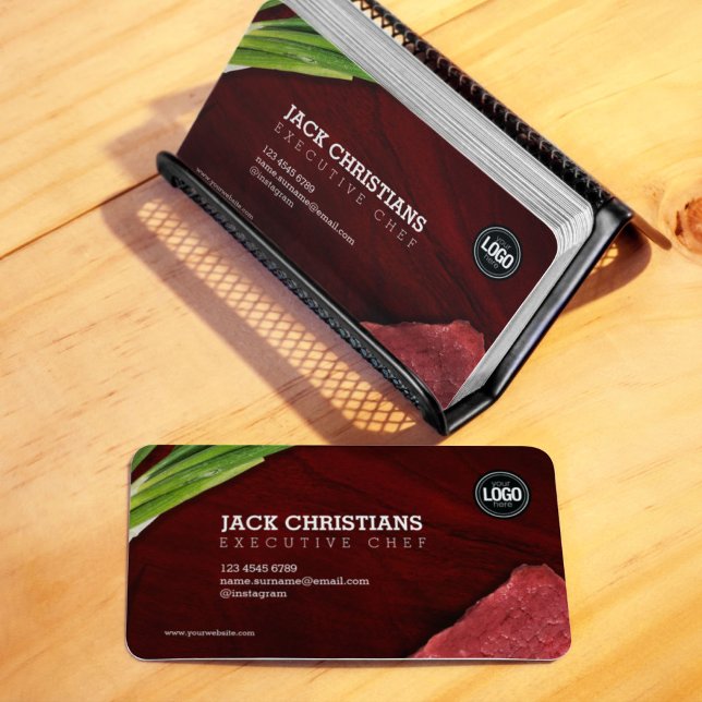 Personalise steak restaurant theme business card (Creator Uploaded)