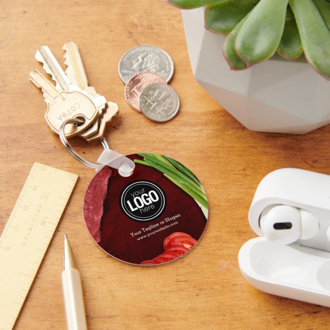 Personalise steak restaurant theme key ring (Desk)