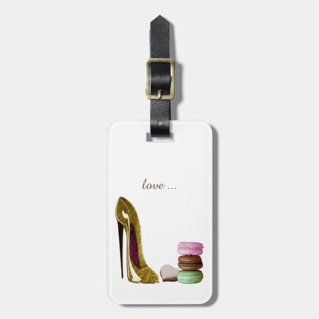 Personalise Stiletto & Macaroons Art Luggage Tags (Front Vertical)