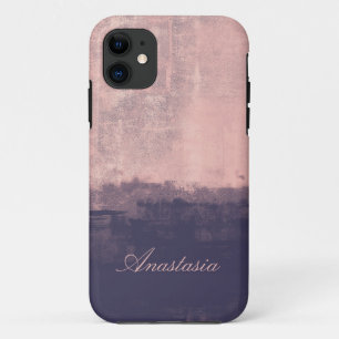 Personalise Structured Art Style Pink Navy Blue iPhone 11 Case