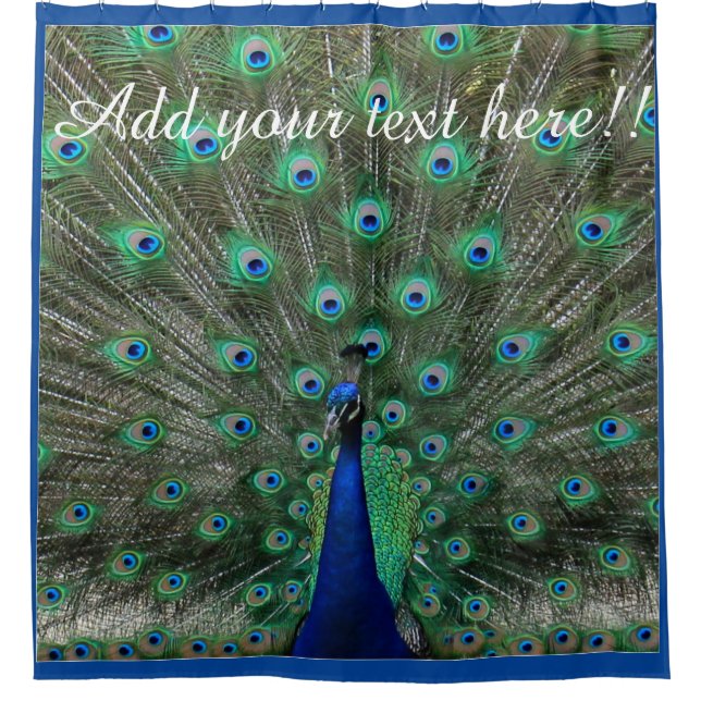 Personalise Strutting Male Peacock Shower Curtain (Front)