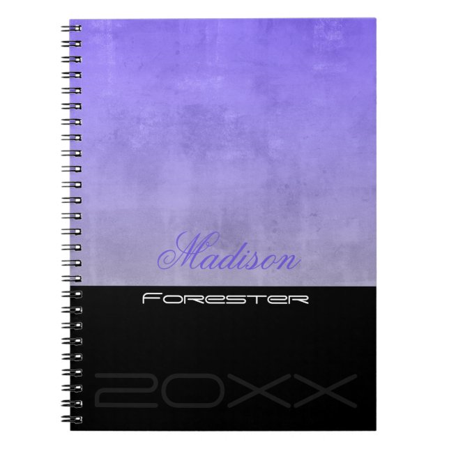 Personalise stylish Blue Grey Black Notebook (Front)