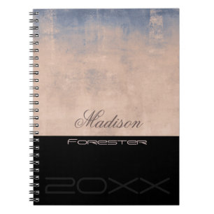 Personalise stylish Blue Rose Gold Mallow Black Notebook
