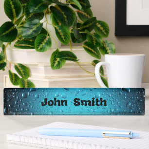 Personalise Stylish Cool Blue water drops Nameplate
