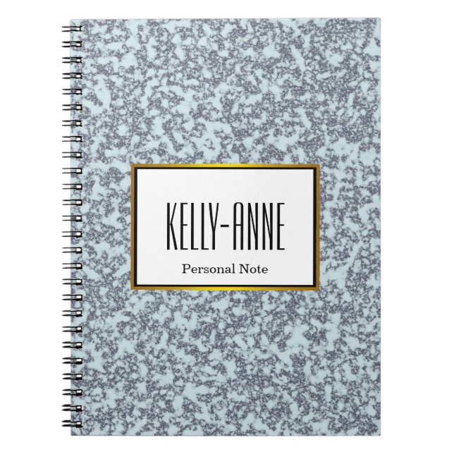 Personalise Stylish Marble Texture Designer Notebook (Front)