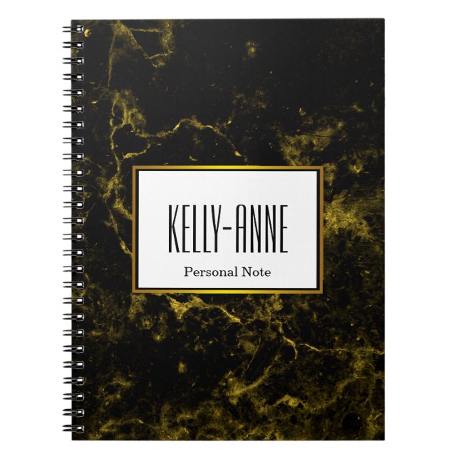 Personalise Stylish Marble Texture Designer Notebook (Front)