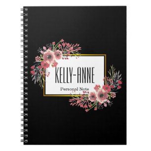 Personalise Stylish Vintage Floral Boutique Spiral Notebook