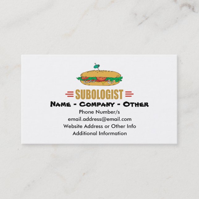 Personalise Sub Sandwiches Business Card (Front)