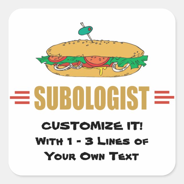 Personalise Sub Sandwiches Square Sticker (Front)
