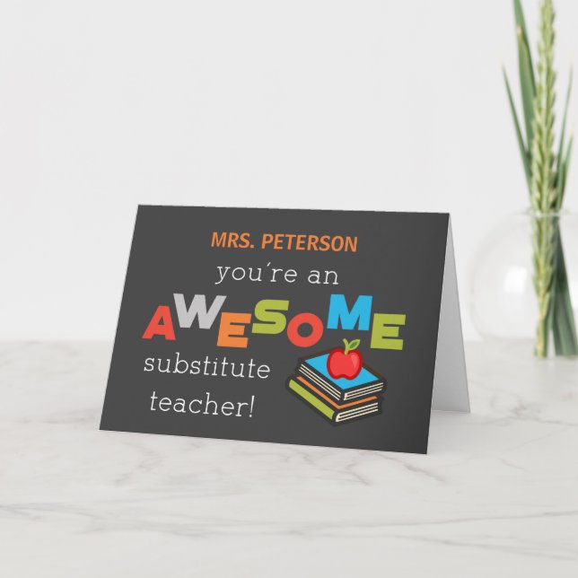 Personalise Substitute Teacher Appreciation Day Card (Front)