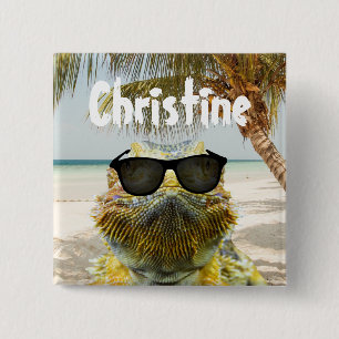 Personalise Summer Beach Fun 15 Cm Square Badge