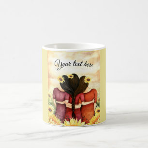 Personalise  Sunflower Three Best Friends Sisters Coffee Mug
