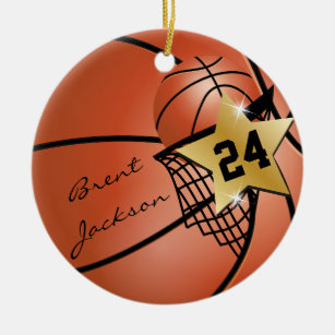 Personalise Super Star Player Basketball Ceramic Tree Decoration