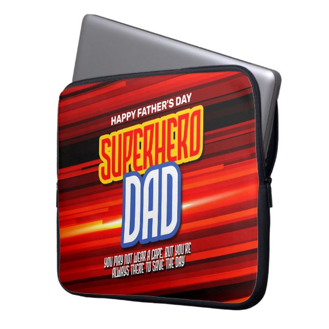 Personalise SuperHero Dad Laptop Sleeve (Front Left)