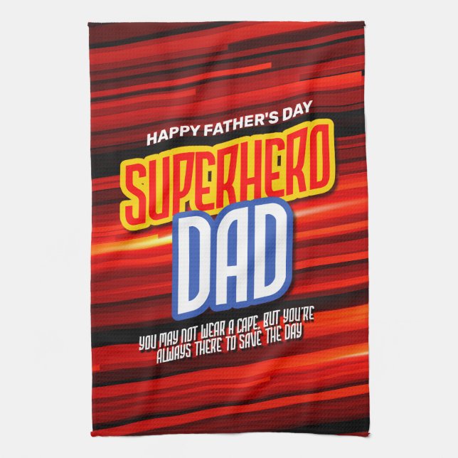 Personalise SuperHero Dad Tea Towel (Vertical)