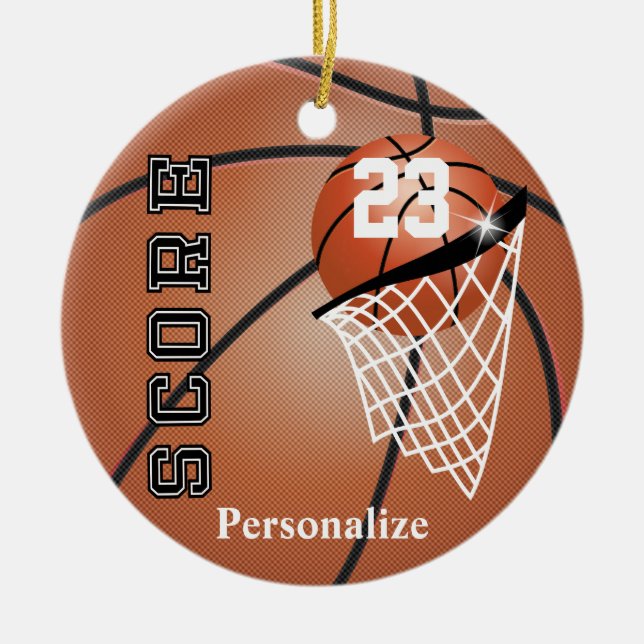 Personalise Superstar Basketball Ceramic Tree Decoration (Front)