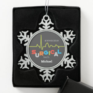 Personalise, Surgical Tech Week Awesome Snowflake Pewter Christmas Ornament