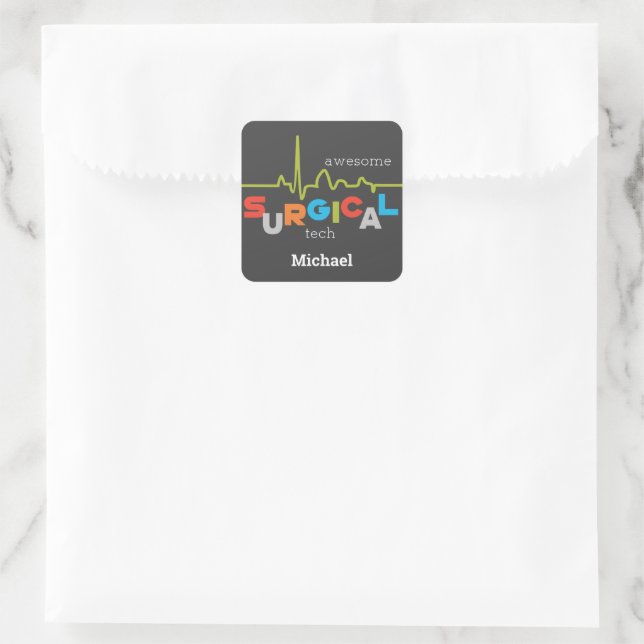 Personalise, Surgical Tech Week Awesome Square Sticker (Bag)