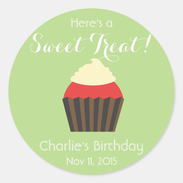 Personalise Sweet Cupcake: Red Velvet Classic Round Sticker (Front)