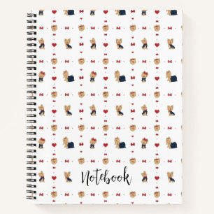 Personalise Sweet Yorkies Bows and Hearts Custom Notebook