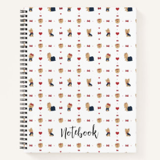 Personalise Sweet Yorkies Bows and Hearts Custom Notebook