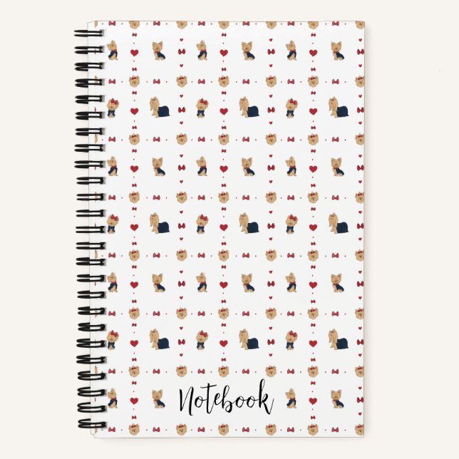 Personalise Sweet Yorkies Bows Hearts Custom Small Notebook (Front)