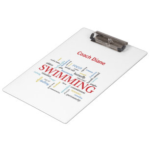 Personalise, Swimming Coach Thank You In Words Clipboard