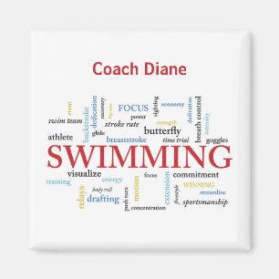 Personalise, Swimming Coach Thank You In Words Magnet