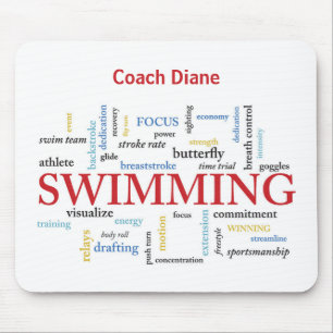Personalise, Swimming Coach Thank You In Words Mouse Mat