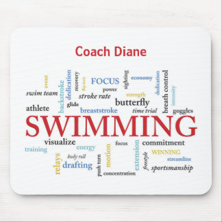 Personalise, Swimming Coach Thank You In Words Mouse Mat