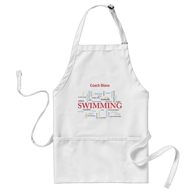 Personalise, Swimming Coach Thank You In Words Standard Apron (Front)