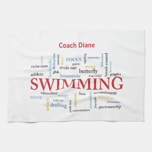 Personalise, Swimming Coach Thank You In Words Tea Towel