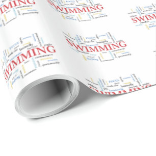 Personalise, Swimming Coach Thank You In Words Wrapping Paper
