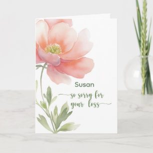 Personalise Sympathy Condolence Watercolor Flower Card