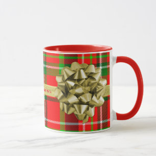 Personalise: Tartan Christmas Present and Ribbons Mug