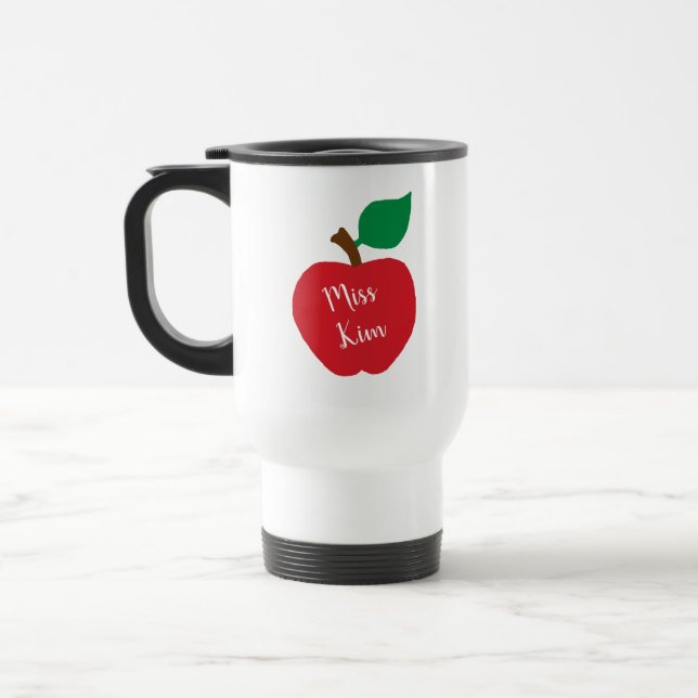 Personalise Teacher Apple Gift Coffee Tumbler Travel Mug (Left)