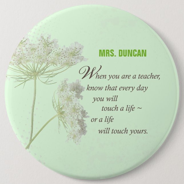 Personalise, Teacher Appreciation Day Thank You 6 Cm Round Badge (Front)