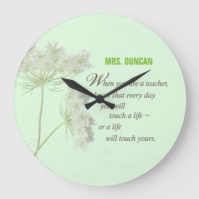 Personalise, Teacher Appreciation Day Thank You Large Clock (Front)