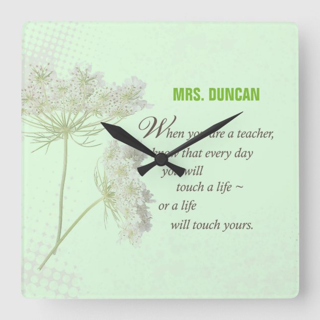 Personalise, Teacher Appreciation Day Thank You Square Wall Clock (Front)