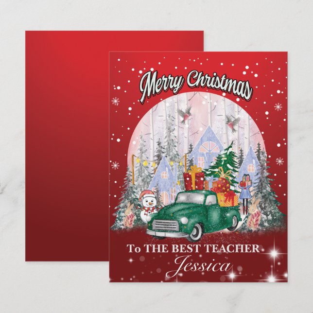 Personalise Teacher, Merry Christmas Gifts (Front/Back)