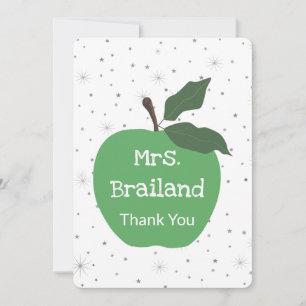 Personalise teacher name custom green apple card