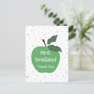 Personalise teacher name custom green apple postcard
