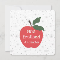 Personalise teacher name custom red apple