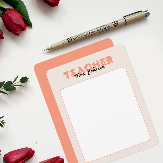 Personalise Teacher Stationery Year End Peach Card (Personalize Teacher Stationery Year End Peach Note Card)