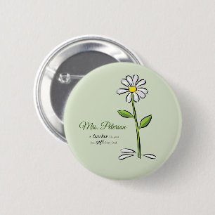 Personalise, Teacher Thank You, Religious Flower 6 Cm Round Badge
