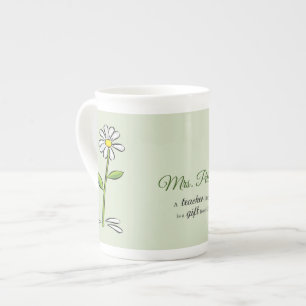 Personalise, Teacher Thank You, Religious Flower Bone China Mug