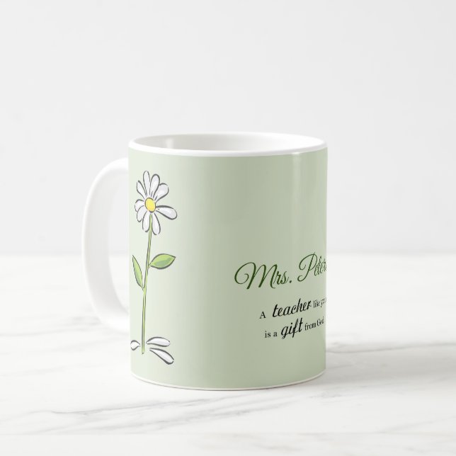 Personalise, Teacher Thank You, Religious Flower Coffee Mug (Front Left)
