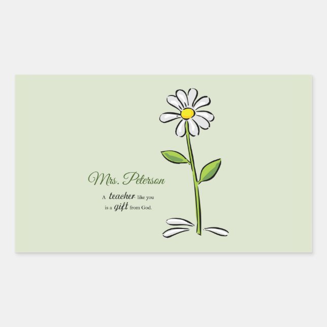 Personalise, Teacher Thank You, Religious Flower Rectangular Sticker (Front)