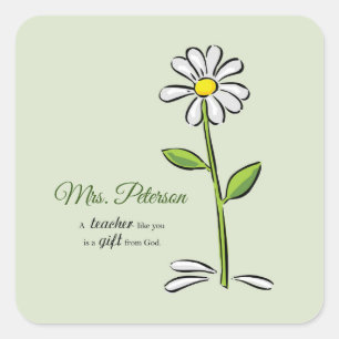 Personalise, Teacher Thank You, Religious Flower Square Sticker